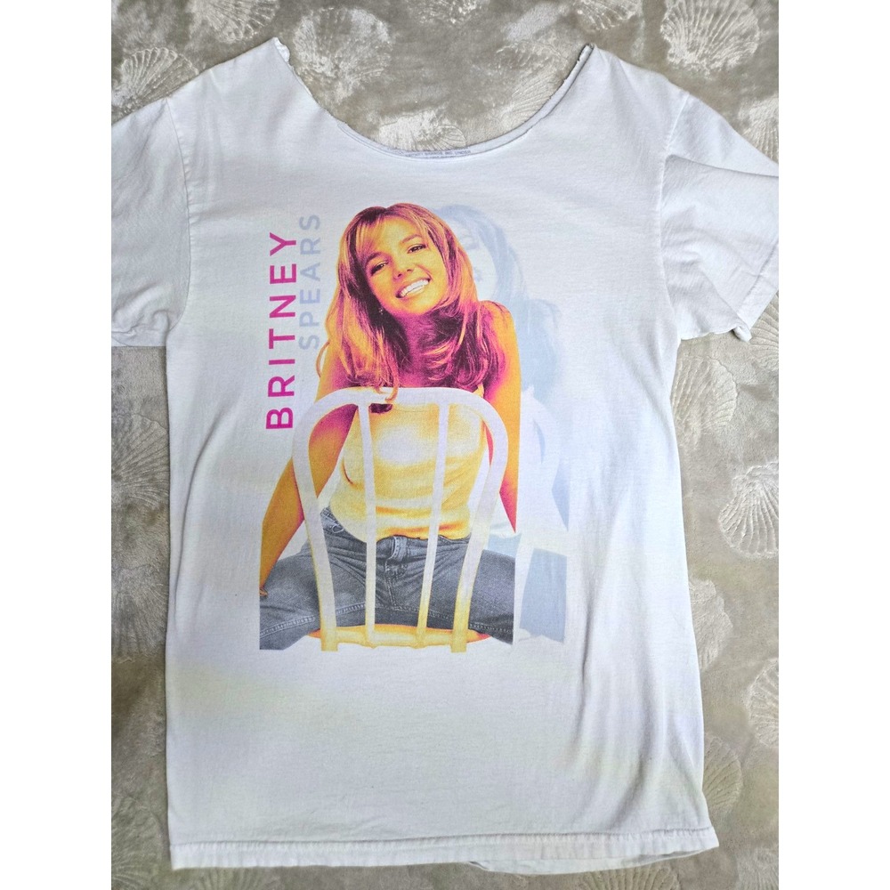 Britney Spears White Graphic T-Shirt 2000 Epic XS